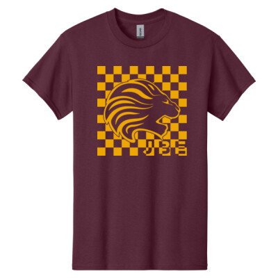 Adult JBE Checkered Black or Maroon Cotton T-shirt Thumbnail