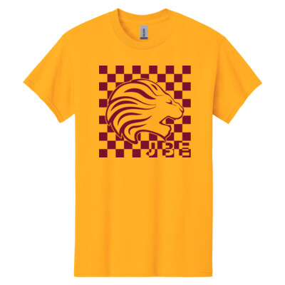Adult JBE Checkered Gold Cotton T-shirt Thumbnail