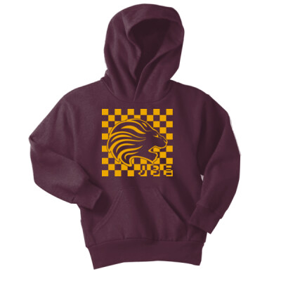 Youth JBE Checkered Black or Maroon Pullover Hooded Sweatshirt Thumbnail