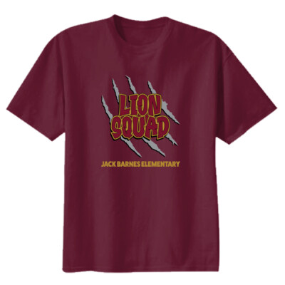 Youth Lion Squad Maroon Cotton T-shirt Thumbnail