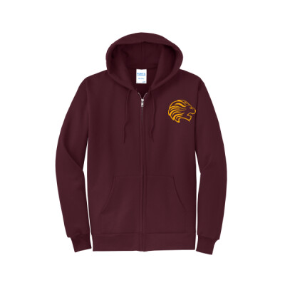 Adult Lion Head Black or Maroon Full Zip Hooded Sweatshirt Thumbnail